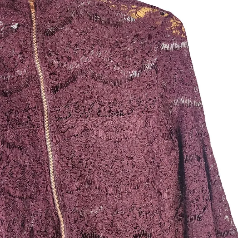 Gilbert Do+be Plum Bell Plum Sheer Sleeve Lace Top - Picture 3 of 9